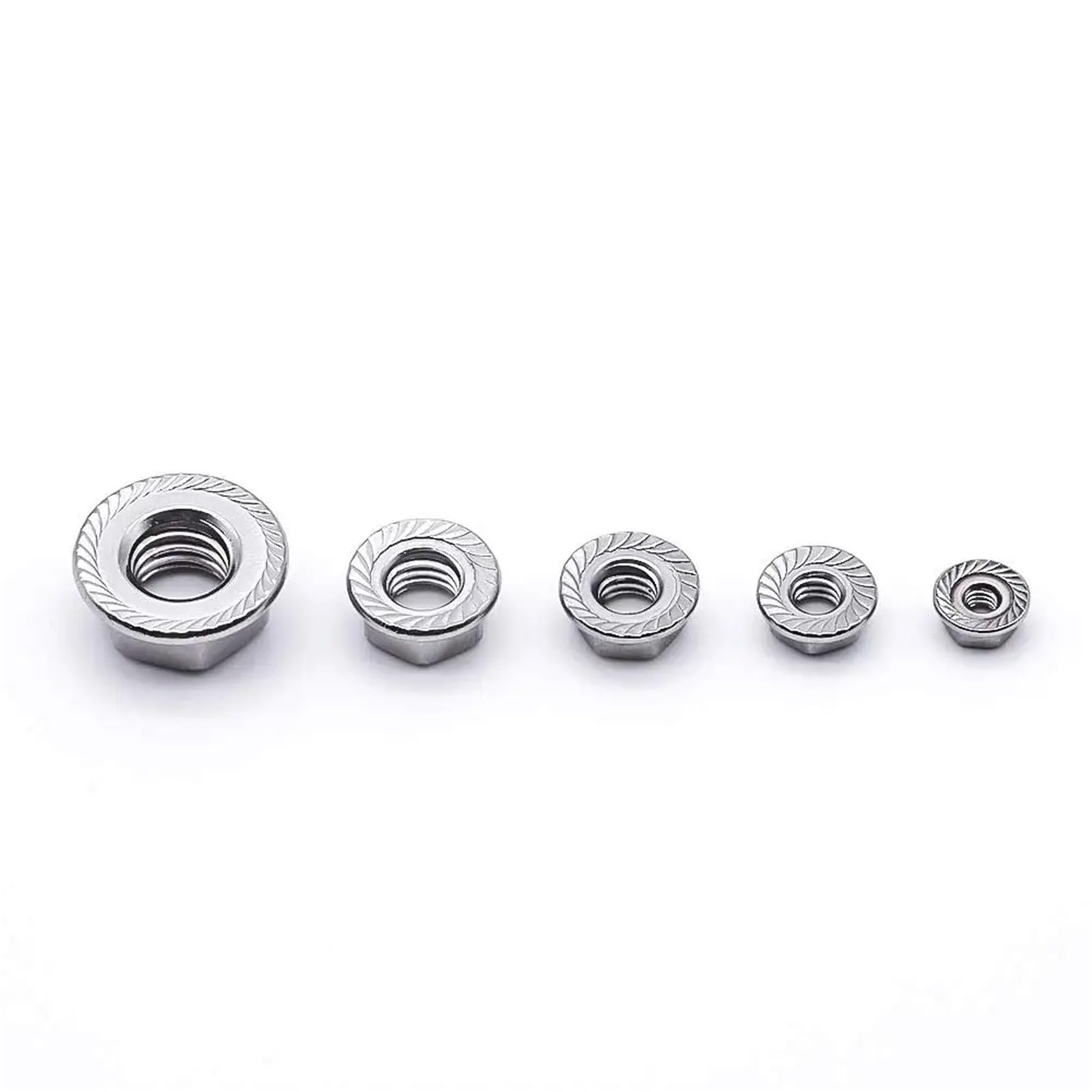 Dadi esagonali con flangia seghettata flangiati esagonale metrica in acciaio inossidabile M3-M12 assortiti(M6 (20pcs))