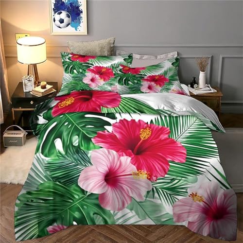Housse de couette fleurs tropicales hypoallergénique en microfibre - 6