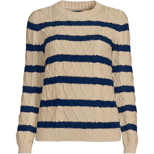 Lands' End Women's Cotton Drifter Crew Cable Pullover Sweater3