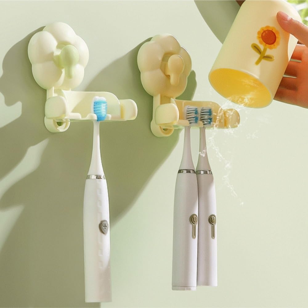 Organizzatore per Spazzolini Set Portaspazzolino A Ventosa da Parete, Senza Foratura, con Ganci Mobili Bathroom Organizer da Casa(White,1pcs)