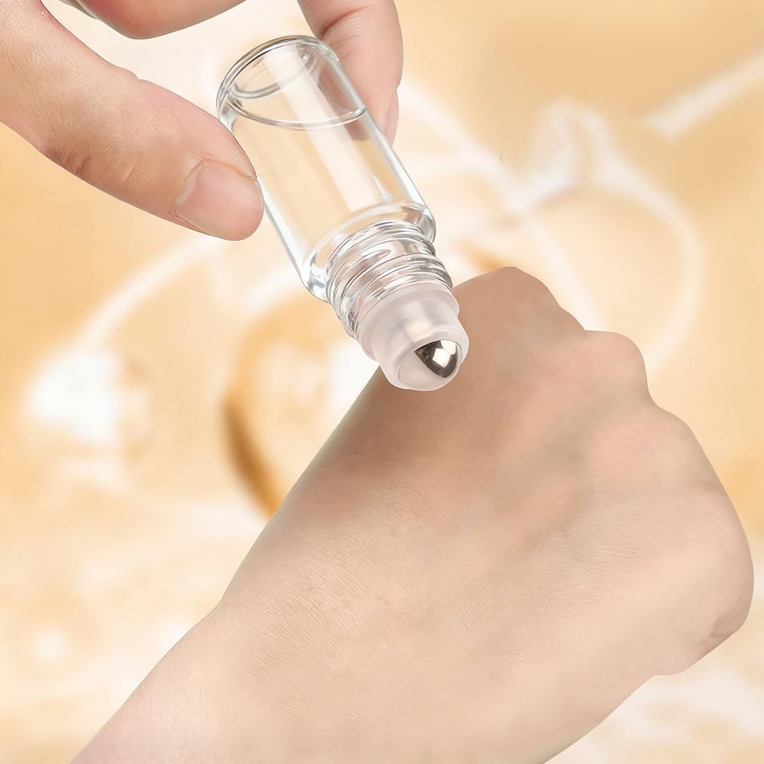 10ml/5ml Roll on Vuoto per Oli Essenziali, Bottiglie roll on con 2 Apriscatole, 2 Contagocce e 2 Erogatori a Pompa per Profumi, Oli Essenziali e Cosmetici