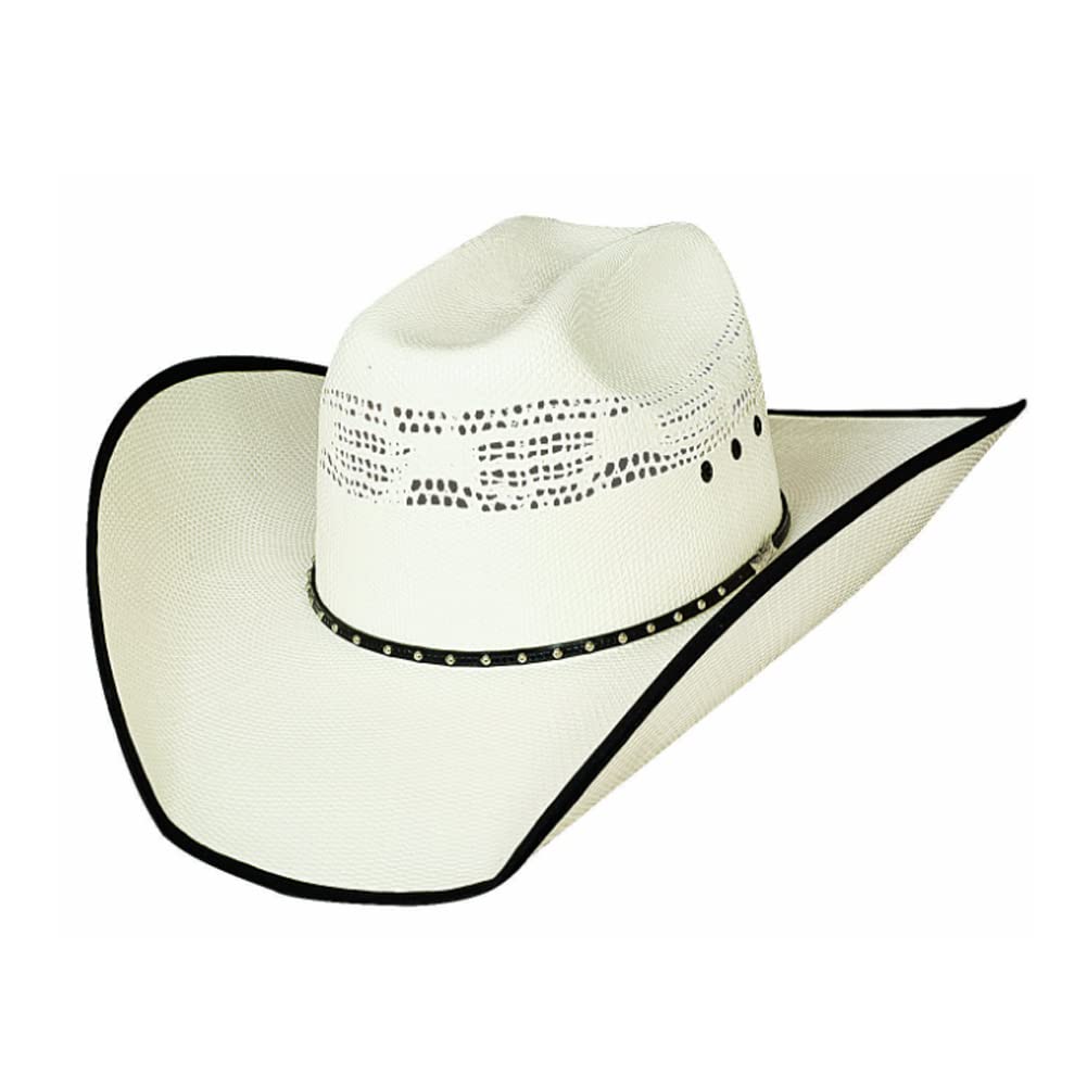 Bullhide Straw Collection Men's Beer Time 20x Bangora Straw Western Cowboy Hat with 4 1/8" Shapeable Brim, Natural, 7 1/4