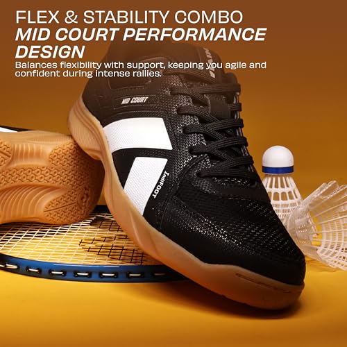 Image of Nivia Mid Court Badminton Shoes for Men, Flexipro Sole Technology & Dual-Layer Foam Cushioning, Designed for Badminton, Volleyball, Squash, Table Tennis, Pickleball
