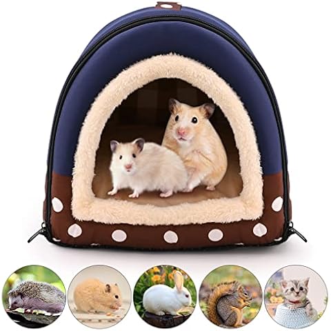 Hileyu Meerschweinchenbett Haus Warmes kuscheliges Meerschweinchenkäfig Versteck Kleintierbetten für Welpe Kätzchen Hamster Chinchilla Frettchen Igel Kaninchen Gerbil Blue A Cover