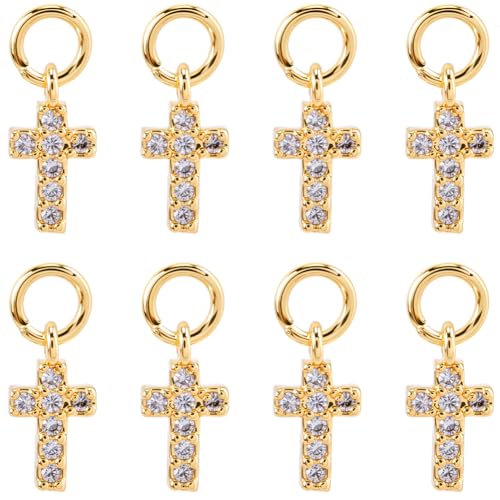 SUNNYCLUE 1 caja de 20 colgantes de Cruz de Pascua con Diamantes de Imitación, de Metal, Latón, Dorado, Rosario, Crucifijo, Cruces de la Suerte, Colgantes para Bisutería, Llaveros, Collares Y Artículo