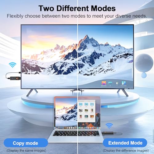 Wireless HDMI Transmitter and Receiver, 2026 Upgraded 4K Decode 1080P@60Hz, Dual Band 2.4G/5G, 90° Bend Design & Heat Dissipation Vents, Plug and Play for Laptop/PC/TV Box/Projector to TV/Monitor — view 3