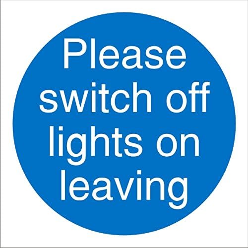 Seco Please Switch Off Lights On Leaving Sign, 100mm x 100mm - 1mm Semi Rigid Plastic