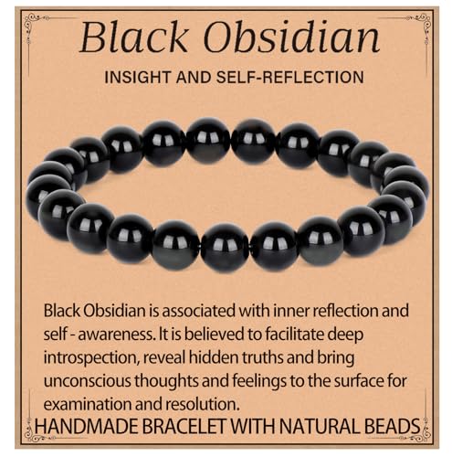 LPBeads Handmade Natural Gemstone Stretch Elastic Bracelet Healing Crystal Round Stone Beads Jewelry Gifts for Women Men