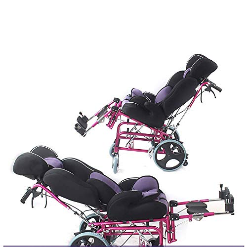 Foldable Adjustable Manual Wheelchair For Aged 1-12 Child Kids Boy Girl, With High Backrest, Dining Table, Full Recline, Cerebral Palsy Childrens Wheelchair #TOP2