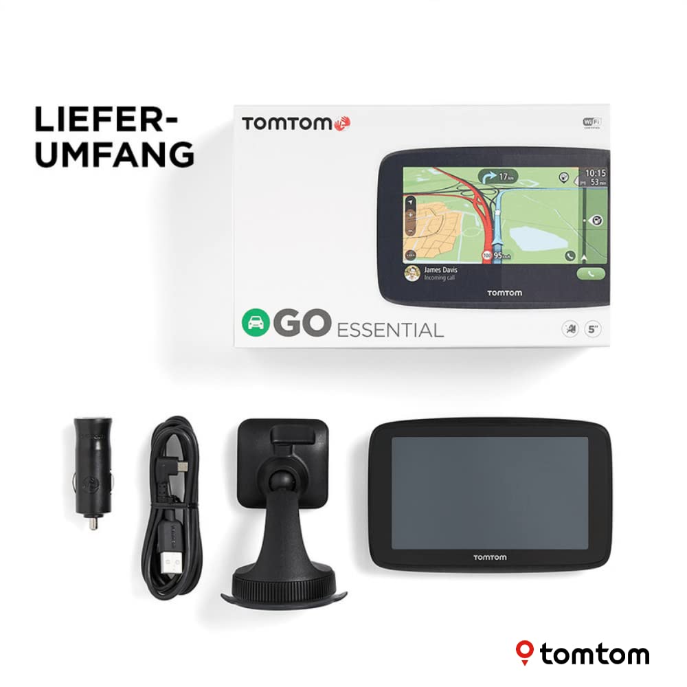 TomTom Navigationsgerät GO Essential (5 Zoll, Stauvermeidung Dank TomTom Traffic, Karten-Updates Europa, Freisprechen, Updates über Wi-Fi)