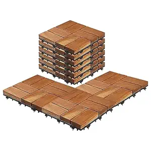 Cheston Interlocking Tiles for Floor I Interlocking Wooden Tiles for Garden, Balcony & Poolside I Weather & Water Resistant I Flooring Solution I 12