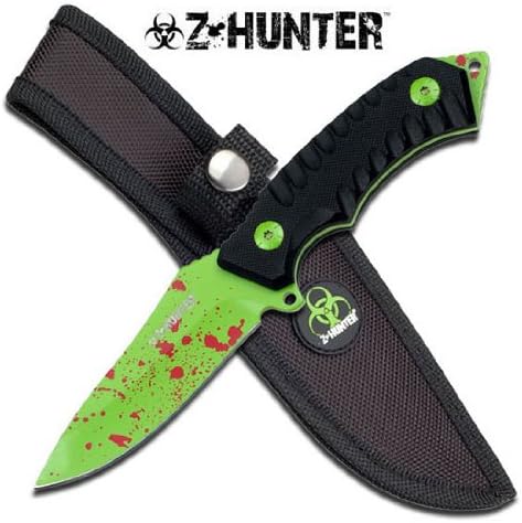 ZB-087GN ZOMBIE XpuDUayE HUNTER 4MM THICKNESS FULL TANG FIXED sA8zdTEXv BLADE KNIFE ayeuiu56 hlbv23rt Z-Hunter Knife Features:Fixed blade knife7.5" Overall in length4mm Thickness full tang blade3.5" Green drop point blade with red blood 7VtdBCe splash4" Black g10 handle14mm Thickness handle hrskHu with lanyard holeIncludes 1680d nylon sheath