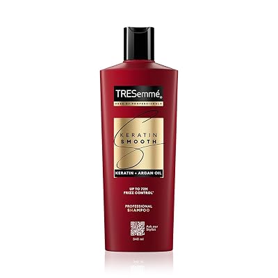 TRESemme Keratin Smooth Shampoo 340 ml, With Keratin & Argan Oil for Straighter, Shinier Hair - Nourishes Dry Hair & Con