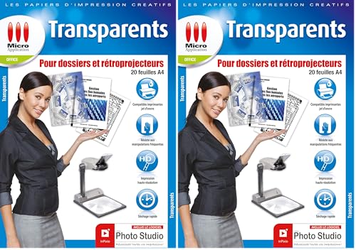 Feuille Transparente Imprimable pour Rétroprojecteur - 20 Films Polyester Transparents A4 - Micro...