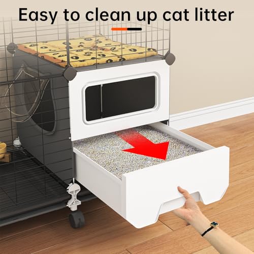image for Oneluck Cat Cage Indoor with Litter Box 4-Tier Cat Playpen Detachable 