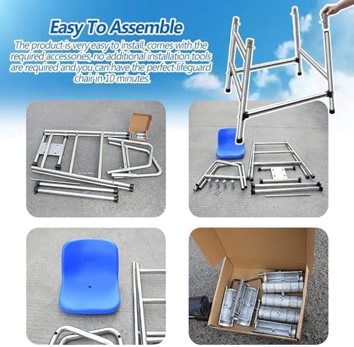 Lifeguard Chair Lifeguarding Sports Refereeing Stable Base with Narrowing Corners Armless Comfortable Seat Outdoor Use Life Guard Chair,Lifeguard Chair with ABS Comfortable Seat for Patio B