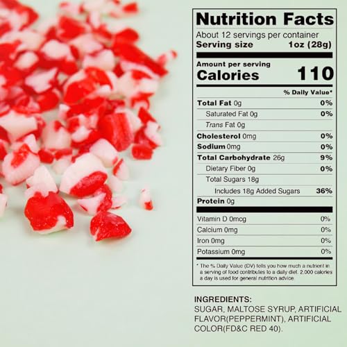 Crushed Peppermint Candy Pieces, Red and White Classic Flavor, Perfect Christmas Dessert and Drink Toppings, Resealable Bag, 12 Ounces