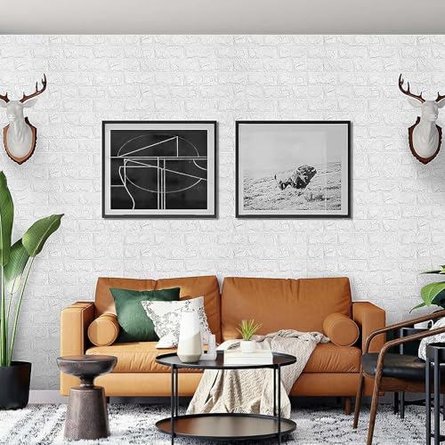 Image of TEKCOOL Self-Adhesive Waterproof PE Foam 3D Wall Panels Wallpaper Sticker for Bathroom, Living Room, and Home Decoration (70 x 77cm, Appx. 5.8Sq Feet)-10 Piece