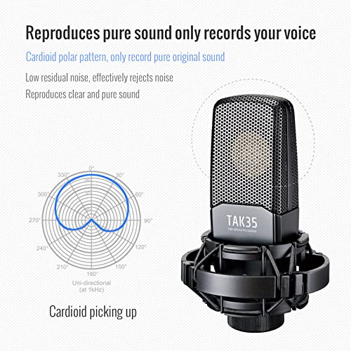 Takstar Recording Microphone Wired Condenser Microphone, Shock Mount And Windscreen For Studio Broadcasting Stage Performance Instrument Recording Tak35 #TOP1
