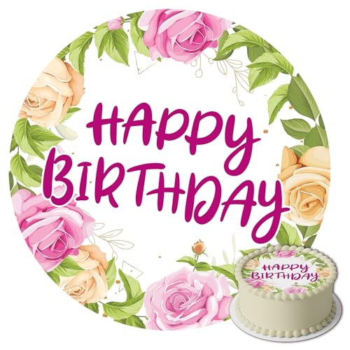 J&M DECO Decorazioni per Torte di Compleanno - Decorazione Commestibile - Carta Commestibile per Torte di Compleanno - Decorazione per Torte Rotonde da 20 cm - Decorazioni per Torte