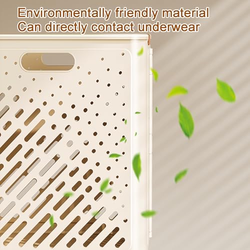 Panier à linge à roulettes pliable en plastique blanc pour vêtement - 6