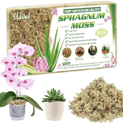 Halatool Sphagnum Moss, 3OZ(4QT) Natural Sphagnum Moss for Plants, Premium Long Fiber Dried Sphagnum Peat Orchid Moss for Repotting Carnivorous Succulents Garden Flowers Terrarium and Reptiles Cover