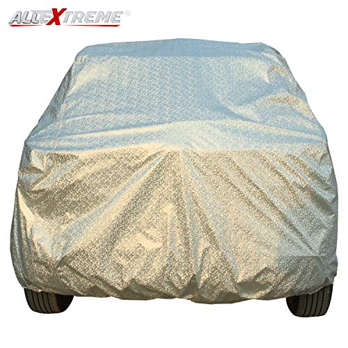Image of Allextreme Car Body Cover for Hyundai Santro All Models & Years 100% Waterproof Triple Stitched with Mirror Pockets Full Bottom Elastic Dustproof Heat & UV Resistant Full Body Protection (Silver)