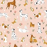 VEELIKE Pink Fun Dog Wallpaper Stick and Peel Removable Mixed Breed Dog Wall Mural for Kids Room Nursery 17.7''x118'' Puppies Animal Wallpaper Peel and Stick Prepasted Pink Contact Paper for Walls