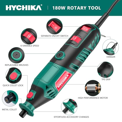 HYCHIKA 180W Rotary Tool, Variable Speed Rotary Tool Kit with Flex Shaft, 173pcs Accessories Kit & 8000-35000RPM Multi-Tool, Perfect for Cutting, Detail Sanding, Engraving, Wood Carving, and Polishing - image 2