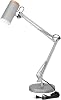TORCHSTAR Tall Swing Arm Desk Lamp with Wooden Accent, Adjustable Large Size Max Height 29.7, E26 Base Metal Task Lamp, Office Desktop Lamp with OnOff Switch, for Reading, Study, Workbench, Grey