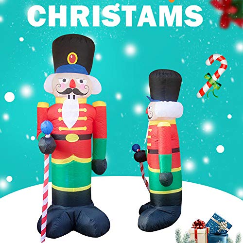 PopHMN Soldado Inflable del Cascanueces, Soldado Inflable Grande de Papá Noel de la Navidad de los 2.4M con la luz LED para la decoración de la Navidad Decoración jardín al Aire Libre