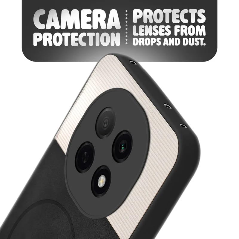 Image of Bintage case Dual-Leather Macc-Safe Design Phone Case| Soft Touch Finish | Full Camera Protectection Back Cover Compatible for Oppo CPH2705 /Oppo F29Pro 5G - White & Black
