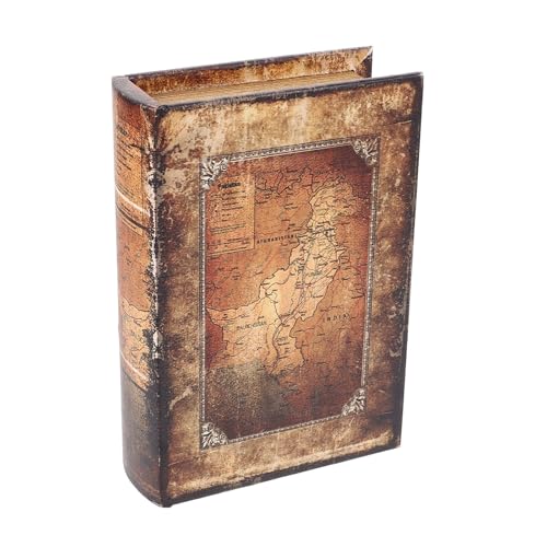 TEHAUX Boite Imitation Livre en Bois et Pu pour Rangement Bijoux et Clés, Décoration Intérieure Vintage Forme de Livre, Cachette Secrète Pratique et...