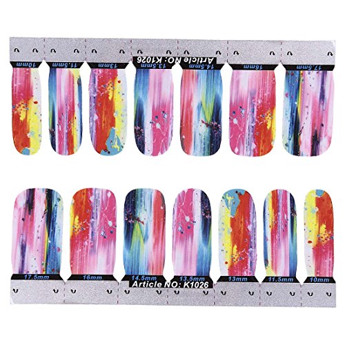 BMC 14pc Water Colors Rainbow Paint Splatter Nail Effects Decal Wrap Stickers