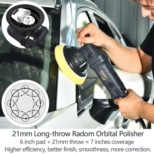Maxxt 6 Inch 21Mm Long Throw Dual Action Variable Speed Polisher Machine Random Orbital Buffer Polisher For Car Detailing Polishing And Waxing #TOP3
