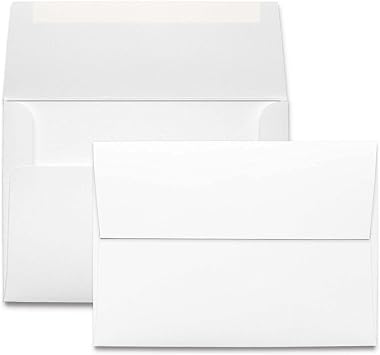 5x7 Envelopes Self Seal - 50 Pack - Thick White A7 Envelopes 5.25" x 7.25" - Vellum Finish - For Mailing Greeting Cards, Invitations, Postcards, Photos, Announcements
