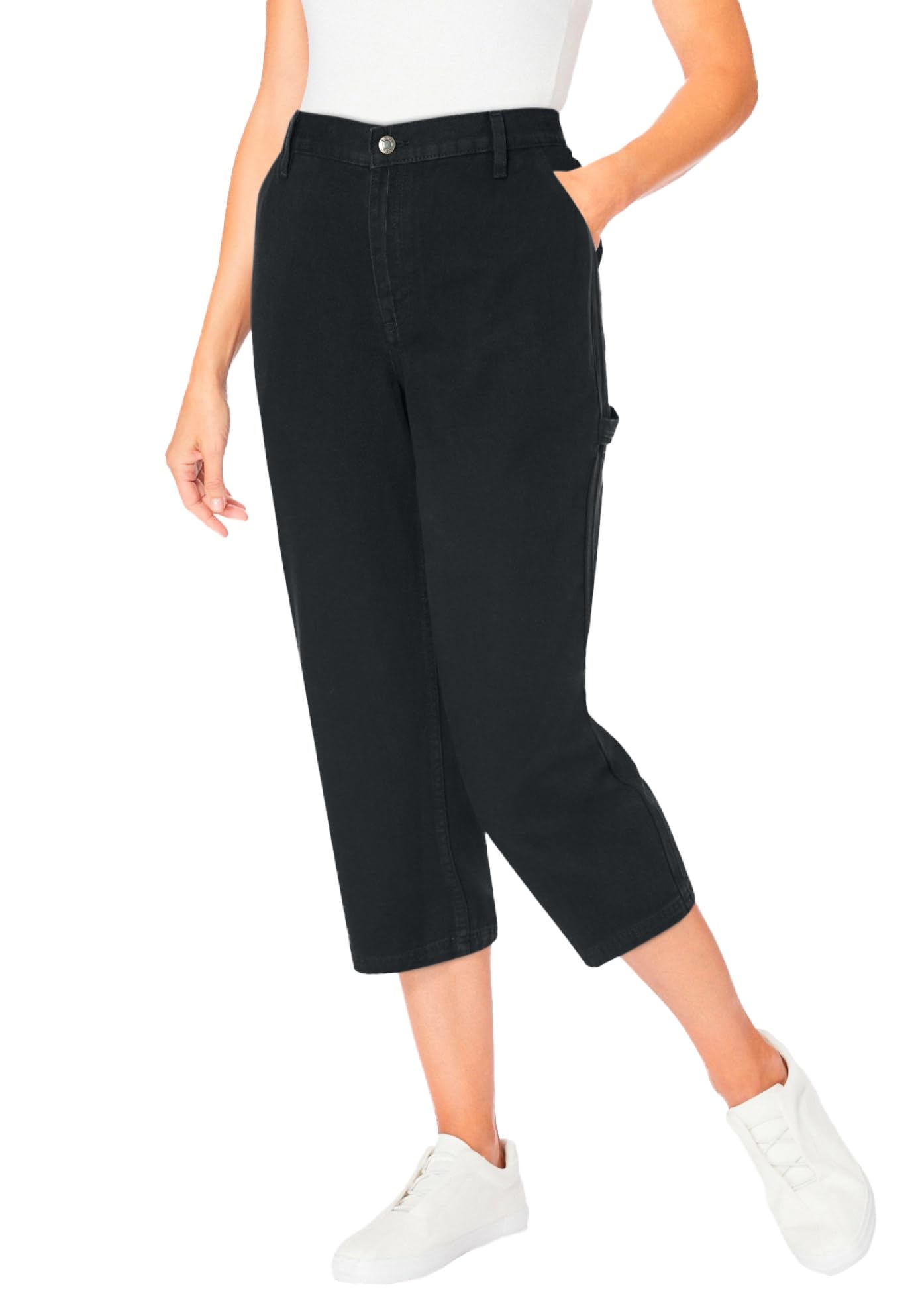 Woman Within Plus Size Carpenter Denim Capri