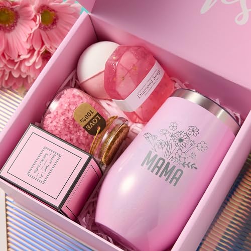 MADDIFY for Mom Grandma, Mom Birthday , Thoughtful Gift for Mother in law Step Mom, Best from Daughter Son Kids, Lavender Mom Spa GiftBasket Set 7pcs