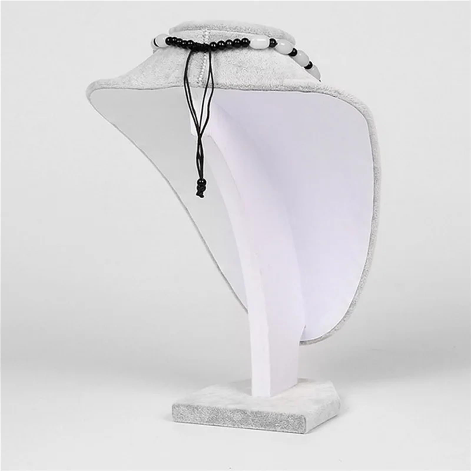 Busto expositor para collares, Busto de maniquí joyería terciopelo gris (6 unidades, varios tamaños)(H25cm)