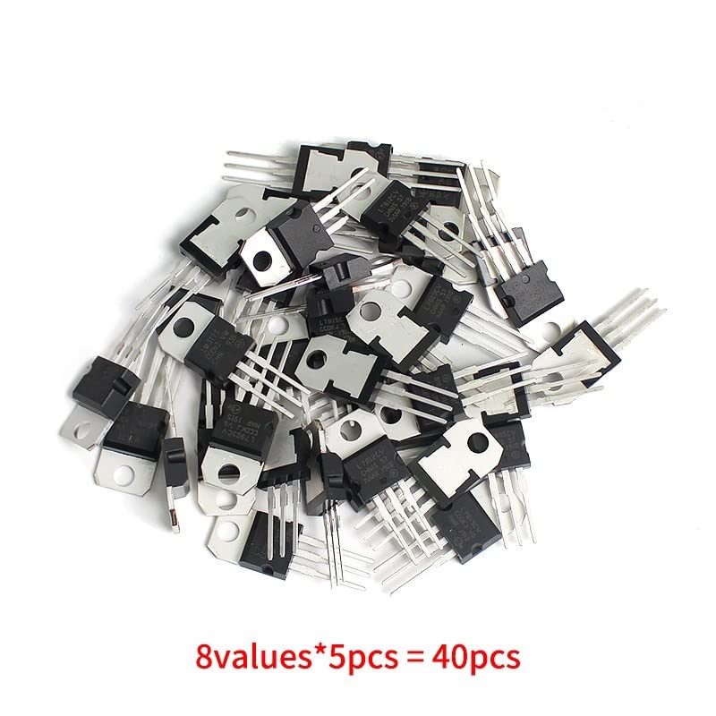 transistores Kit de transistores Transistor 40 unids/Set reguladores de Voltaje IC TO-220 L7805/7806/7809/7812/7815/7905/7909 LM317T Mosfet Kit Surtido de transistores