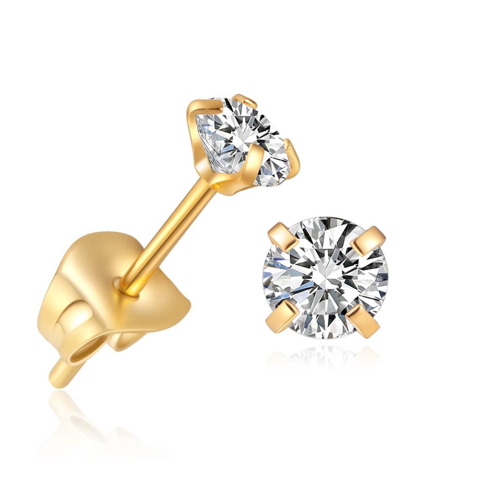 Tiny CZ Stud Earrings for Women Girls,Minimalist 3mm Cubic Zirconia Earrings Studs for Cartilage Helix Tragus Piercing Jewelry Hypoallergenic(3mm CZ,Gold)