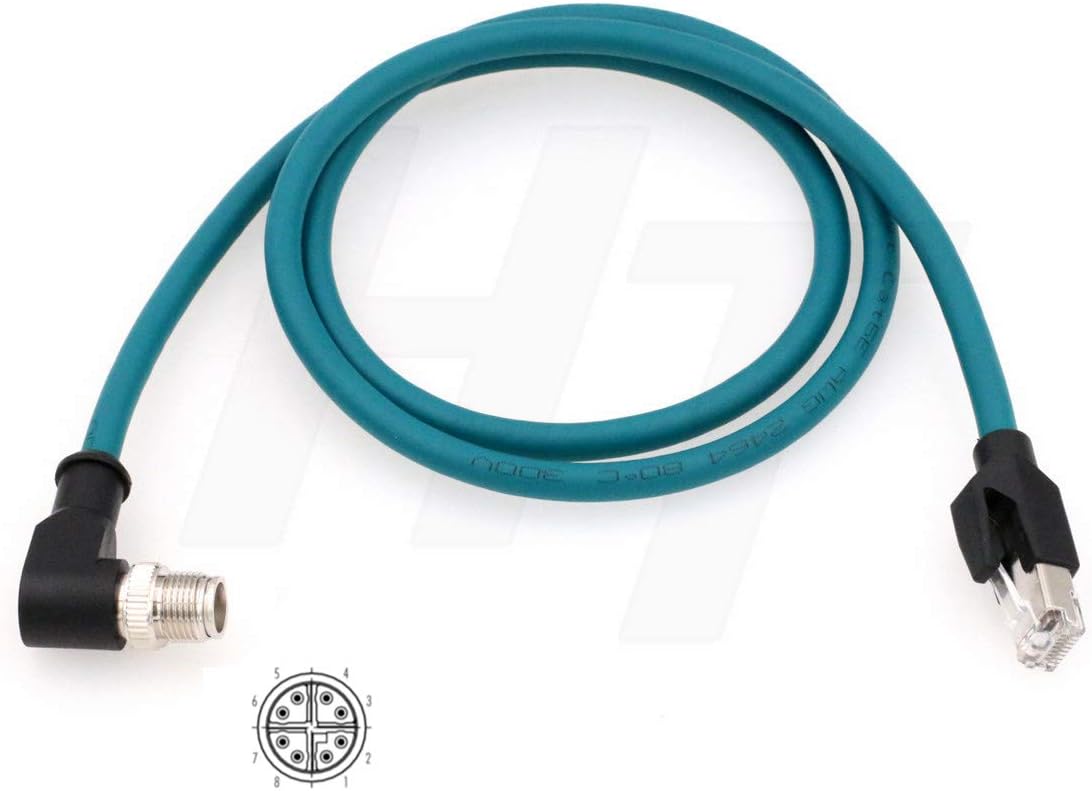 HangTon M12 Ethernet 8 Pin X Coded to RJ45 Cable for Cognex Industrial Camera Sensor (8m)