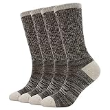 EnerWear-Coolmax 4 Pack Women's Merino Wool Outdoor Hiking Trail Crew Sock (US Shoe Size 4-10,Cream/