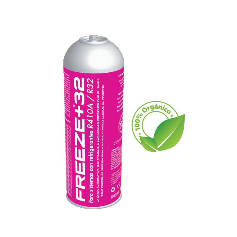 REPORSHOP - 1 Botella Gas Refrigerante Freeze Organico +32 350Gr + Valvula + Manguera Sustituto R32, R410A