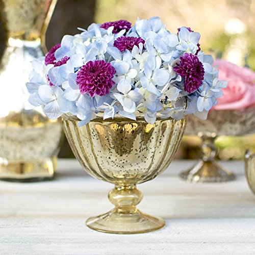 Mercury Glass Compote w/ Pedestal Base, 5.5 in. tall, Scalloped, Gold