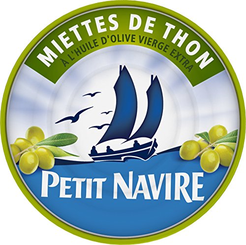 Petit Navire Miettes de Thon à l'huile d'olive Vierge Extra, La boîte de 104g net égoutté