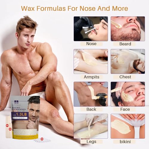 BLITZWAX 1.3lb Hard Wax Bead Kit for Men and Women Hair Removal, Cream Scent Wax Beans for Nose, Sensitive Skin, Brazilian, Body, Face, Waxing Pearls Bulk with 50pcs Sticks for Beginners and Home Use - Image 5