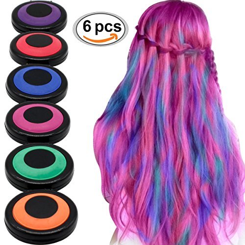 HAIR CHALKS SET: 6 Colors Temporary Hair Coloring Chalk - Hair Dye Colorful Sticks - Dress Up Performance Costumes Halloween Christmas Party