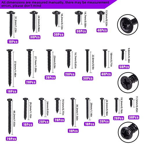 Swpeet 490Pcs #4# 6# 8 Zinc Plated Steel Wood Screws Assortment Kit, Self Drilling Screws Drywall Scews Wood Screws - Image 2