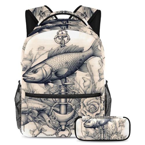 Sac à dos carpe rouge style vintage cadeau de rentrée parfait